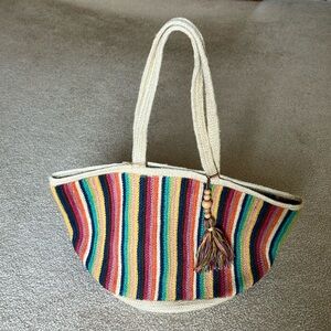 Colorful Striped Tote Bag